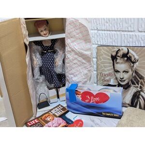 Lucille Ball Collector Lot Hamilton Collection Porcelain Doll, I Love Lucy CD Se